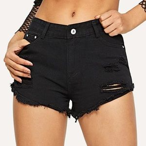 Black denim shorts
